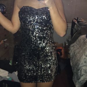 strapless sequin dress